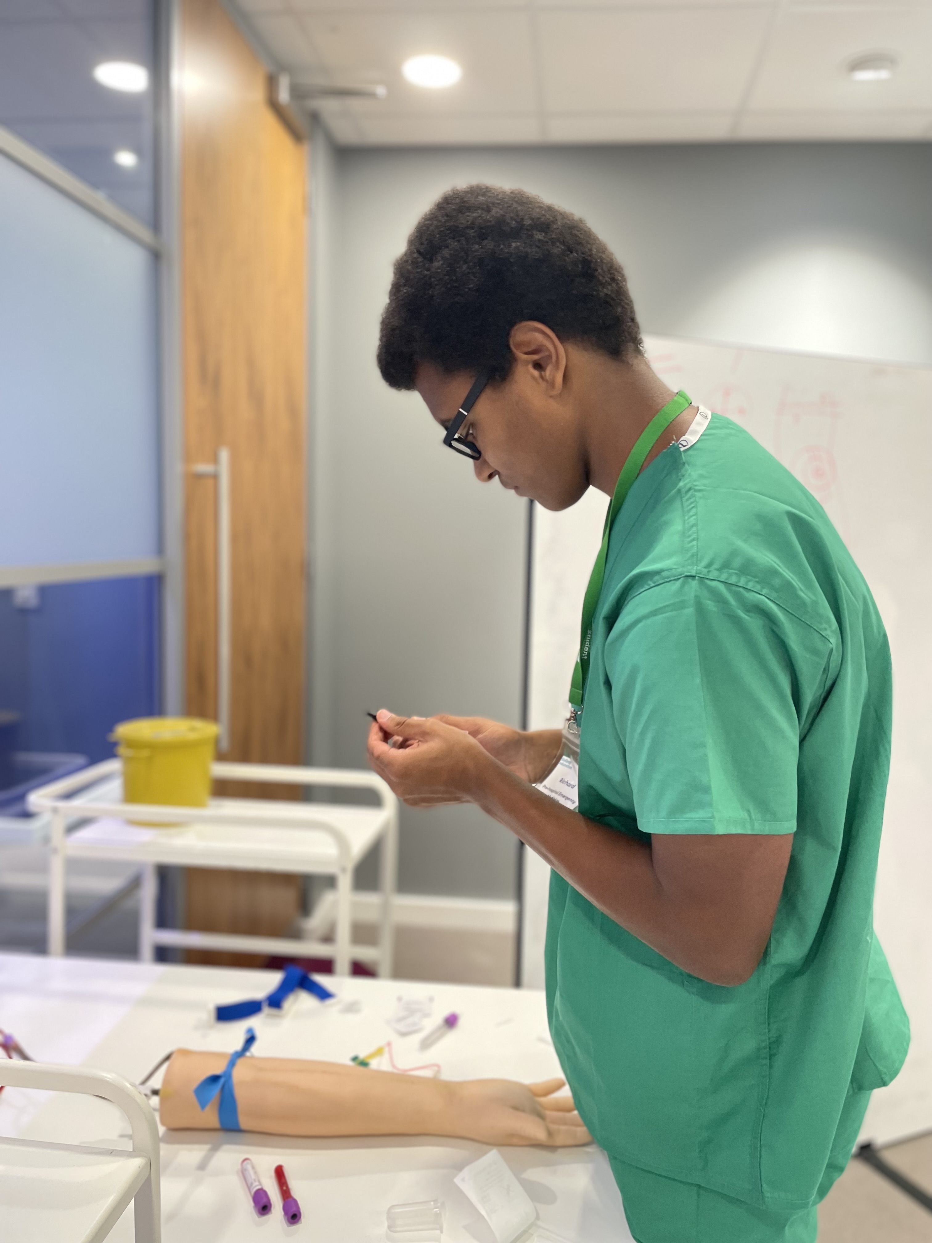 Richard Danquah practising clinical skills